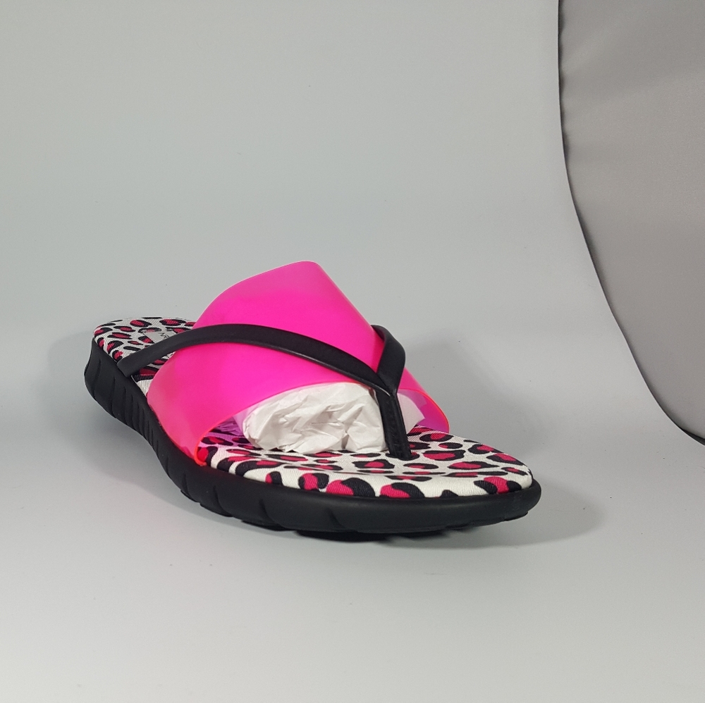 NR Rapisardi Hot Pink Vinyl Sandal w/ Cheetah Sock